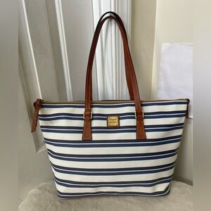 Dooney & Bourke Blue and White Striped Tote EUC